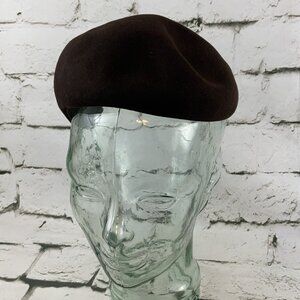 Genuine Fine Fur Felt Fascinator Hat Brown Vintage Cap Clip In FLAW Mob Wife